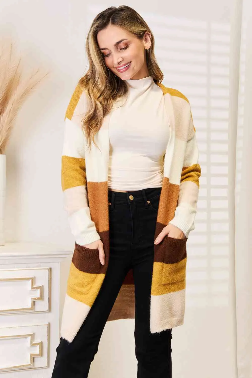 At Your Best Autumn Color Block Cardigan