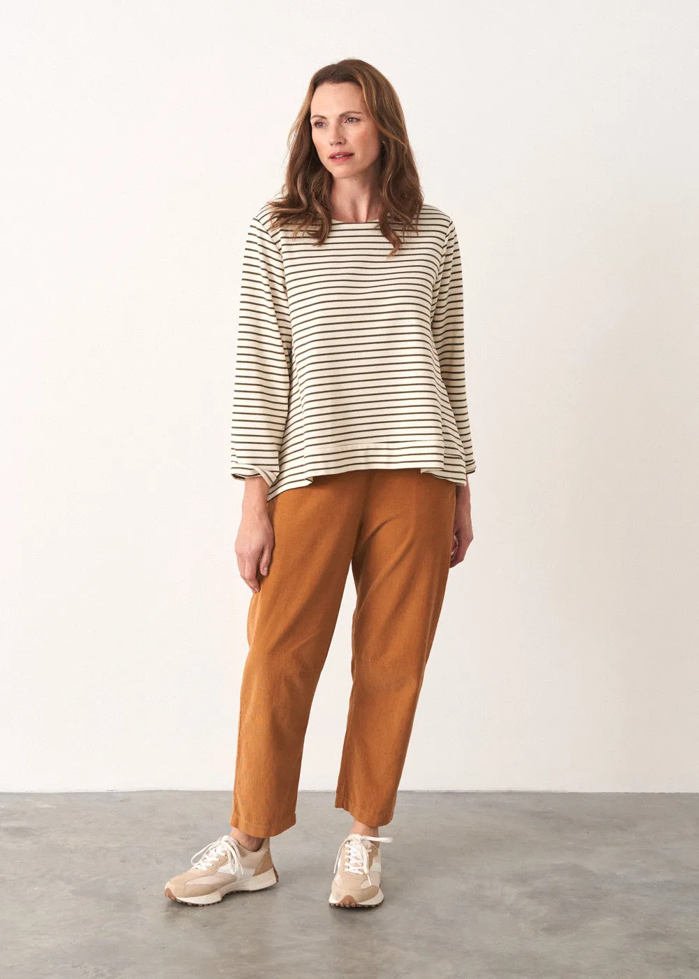 BIDDY STRIPE SWEATSHIRT TOP - KHAKI