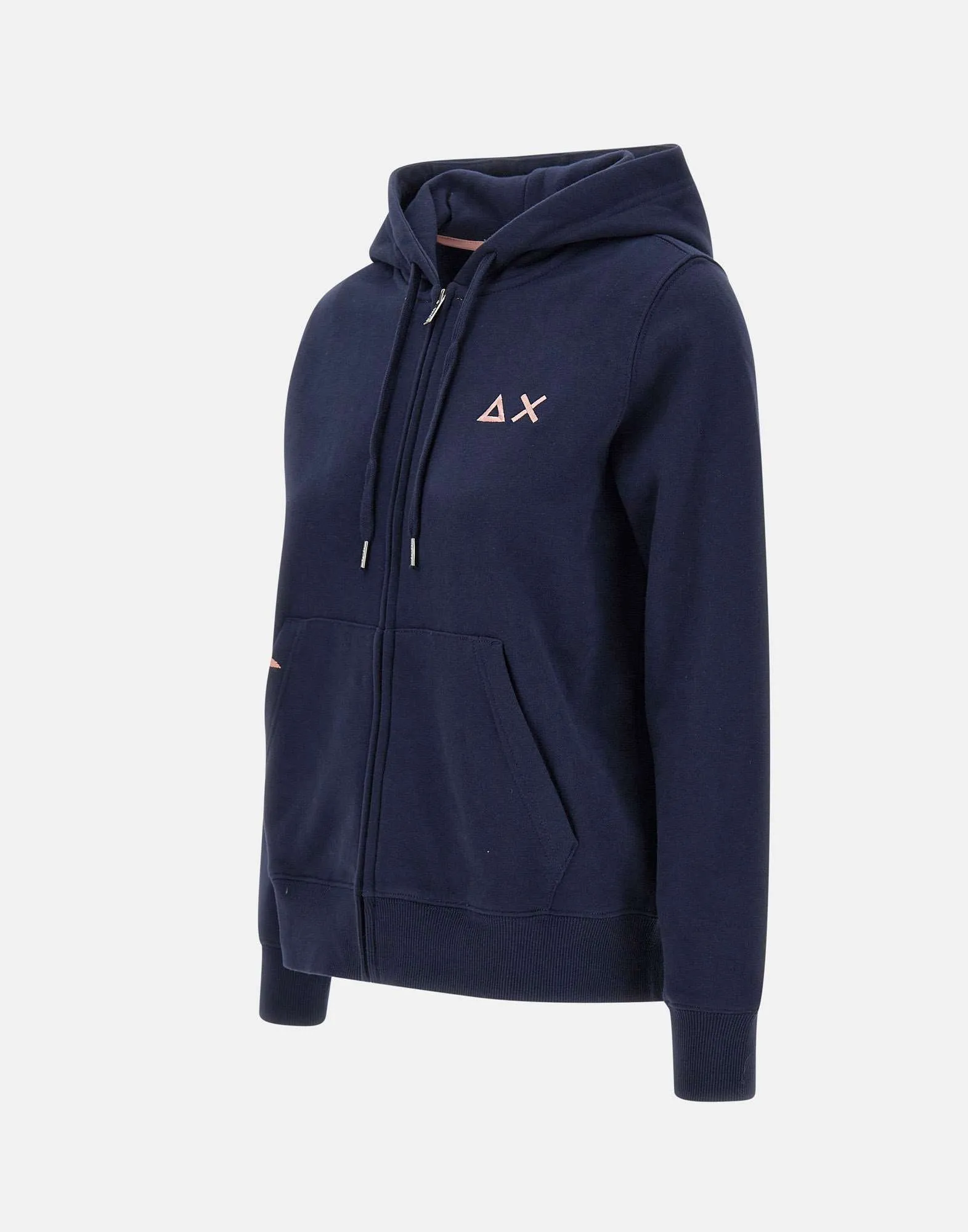 Blue Cotton Zip Hoodie for Women