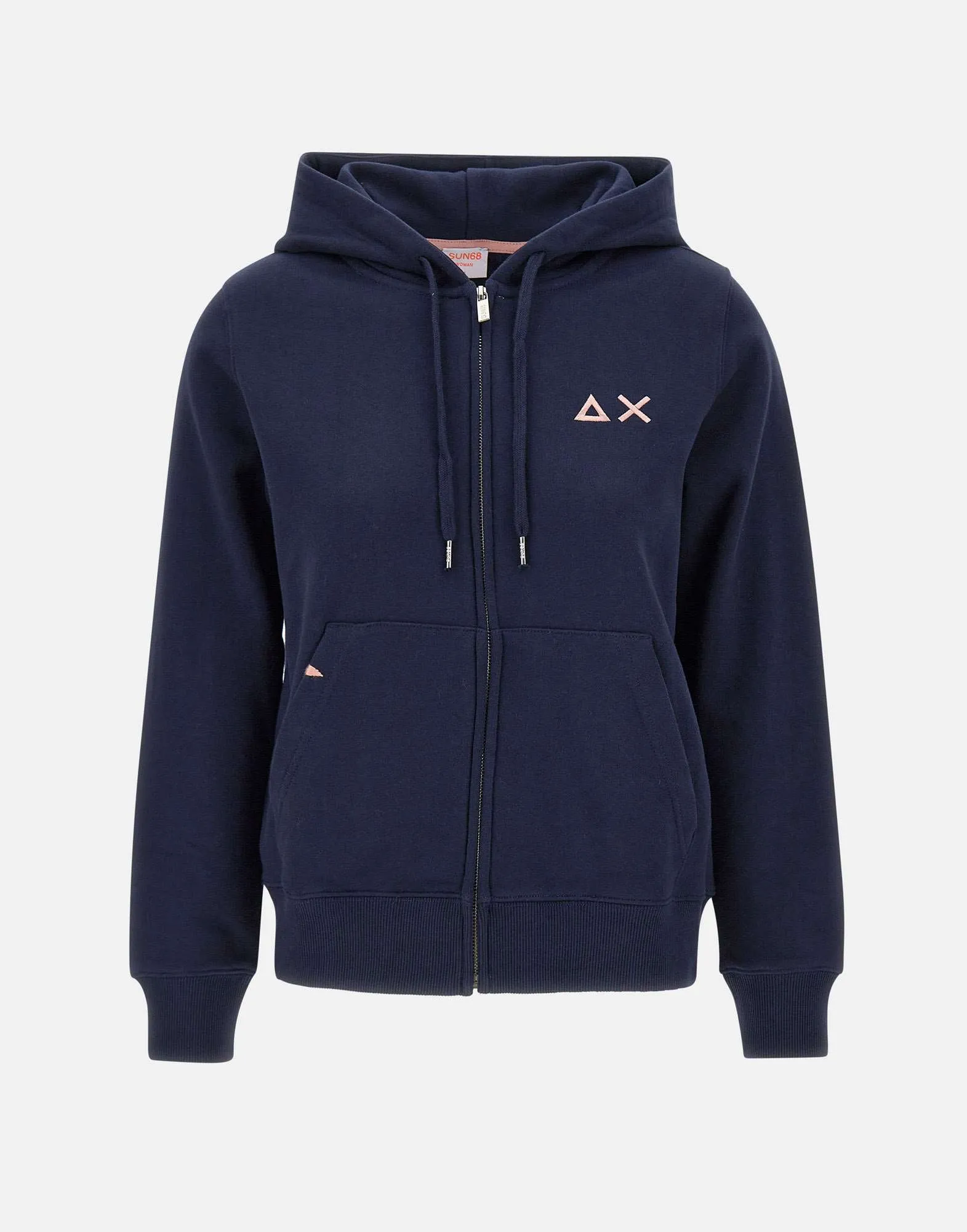 Blue Cotton Zip Hoodie for Women