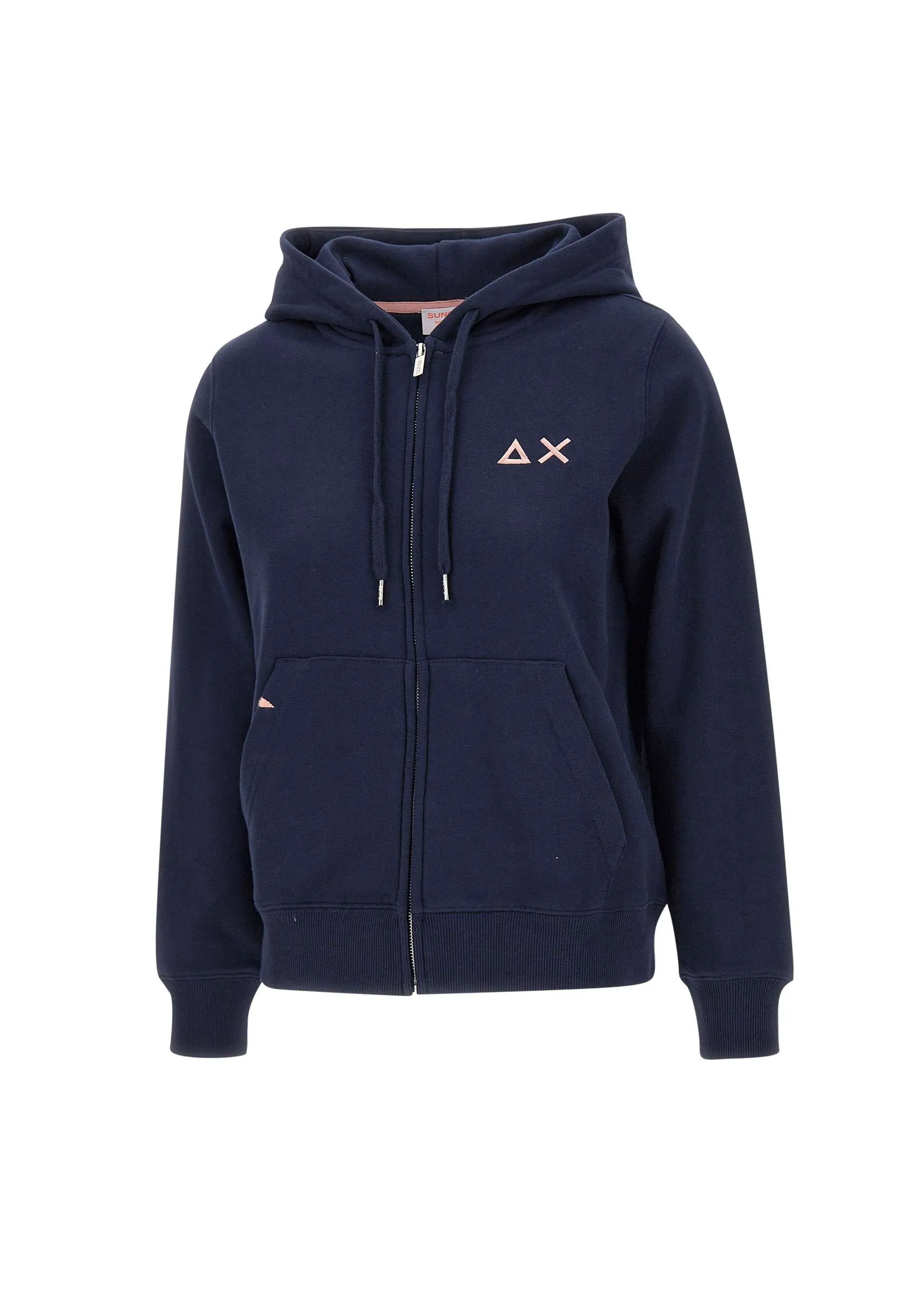 Blue Cotton Zip Hoodie for Women