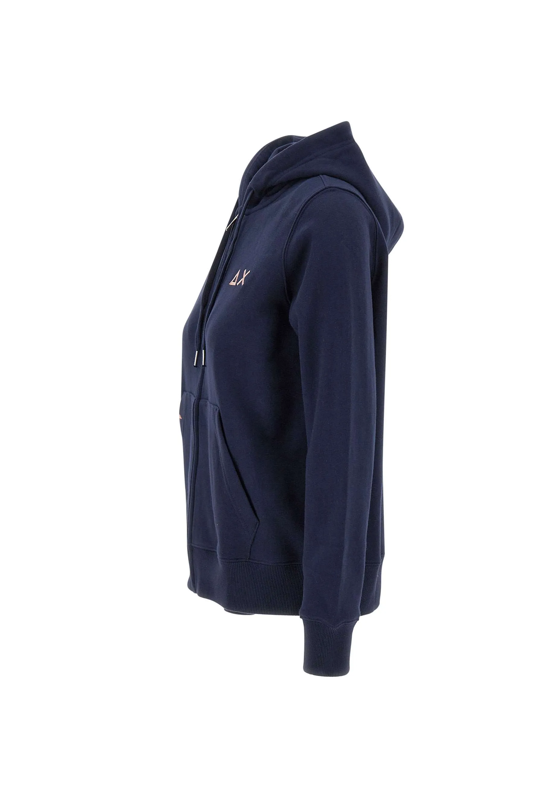 Blue Cotton Zip Hoodie for Women