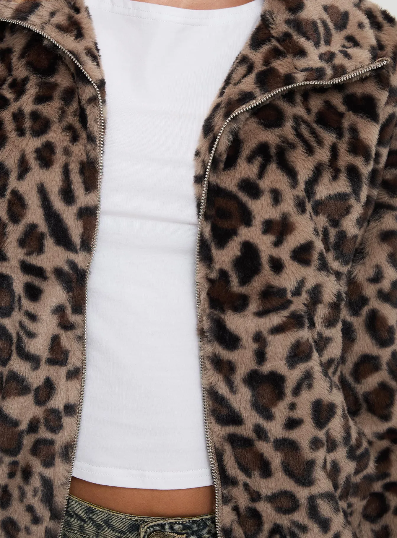 Caine Faux Fur Jacket Leopard