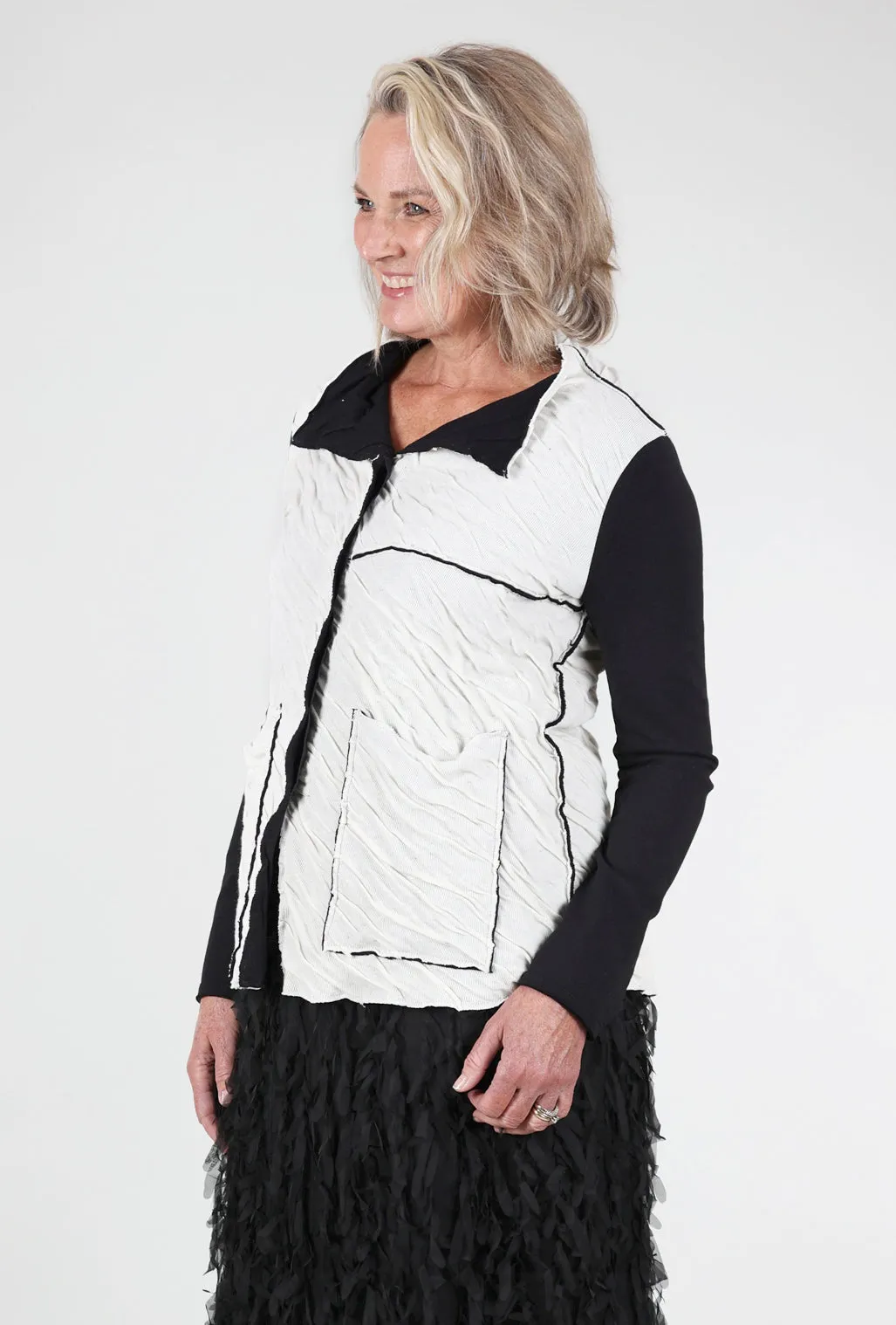 Candace Knit Jacket, White/Black