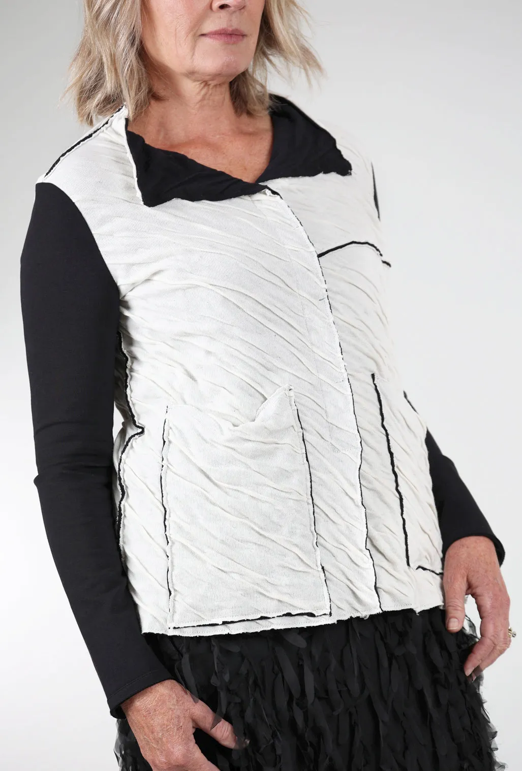 Candace Knit Jacket, White/Black