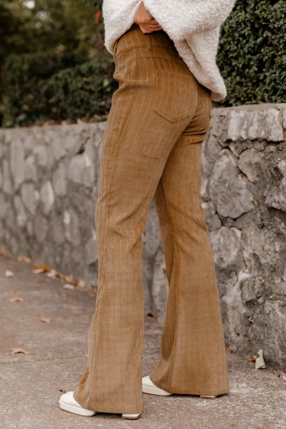 Checker Corduroy High Waist Pants