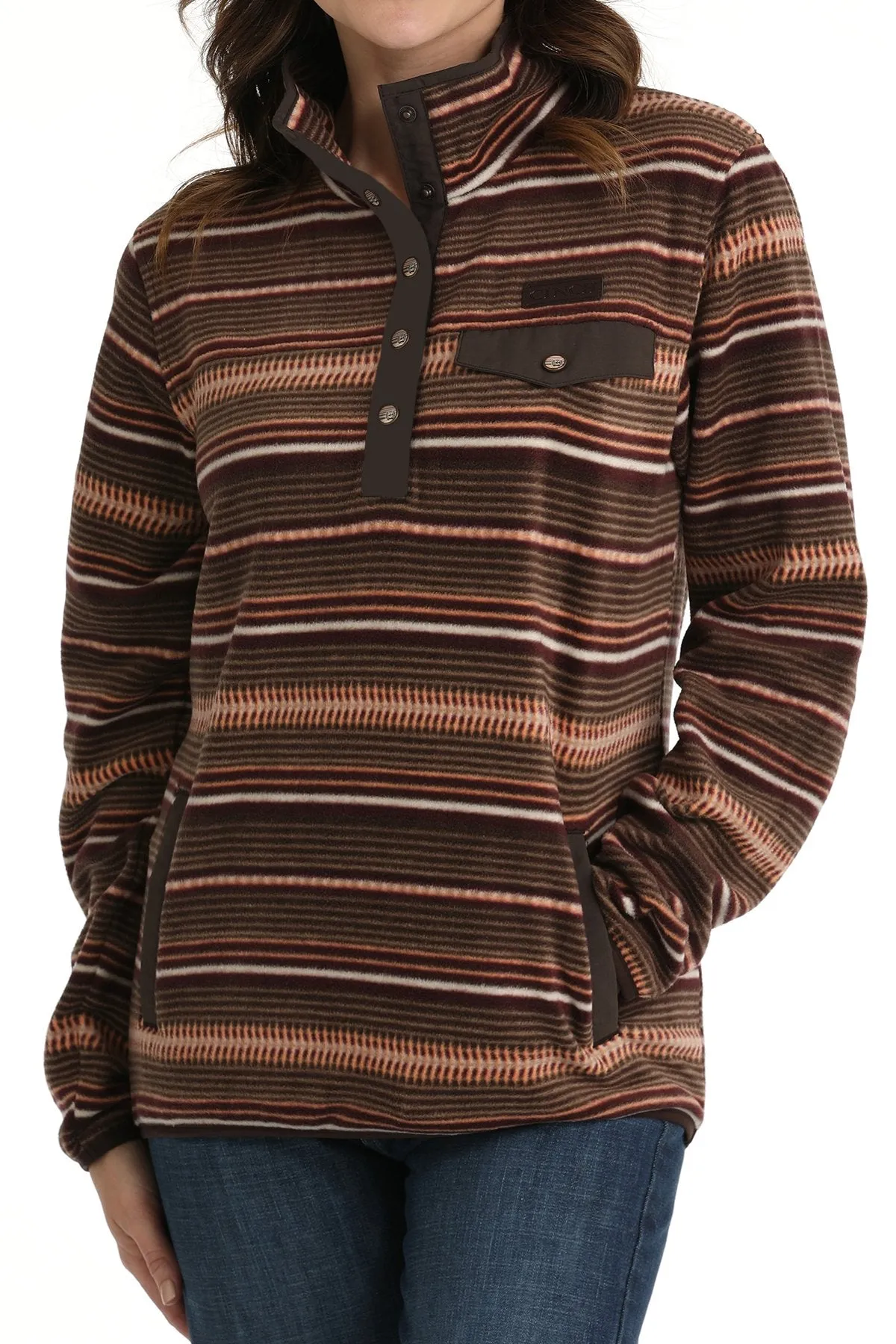 Cinch Cozy Serape Stripe Fleece Pullover