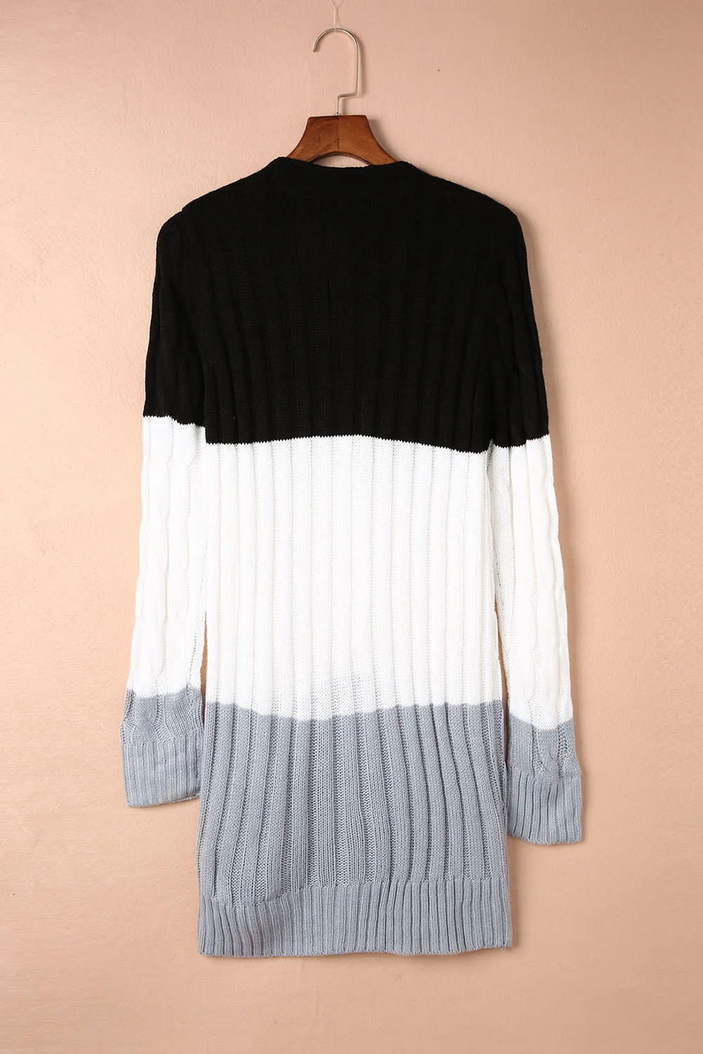 Colorblock Button Pocket Knit Cardigan