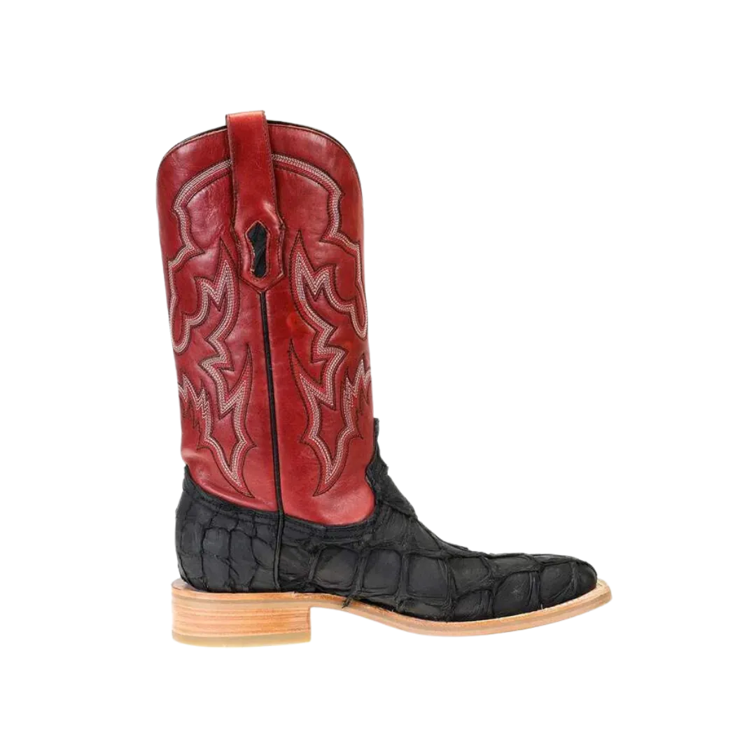 Corral Men's Embroidered Pirarucu Black & Red Boots