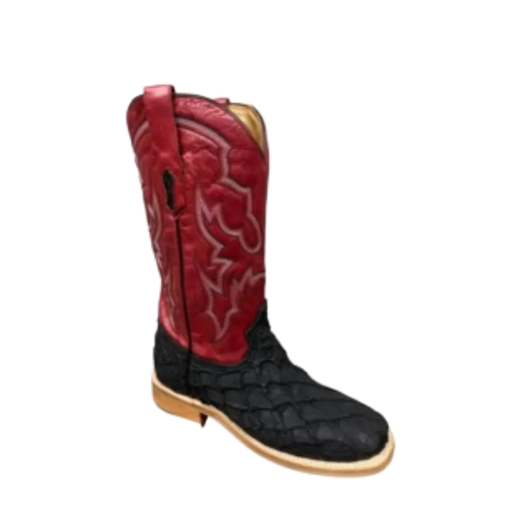 Corral Men's Embroidered Pirarucu Black & Red Boots