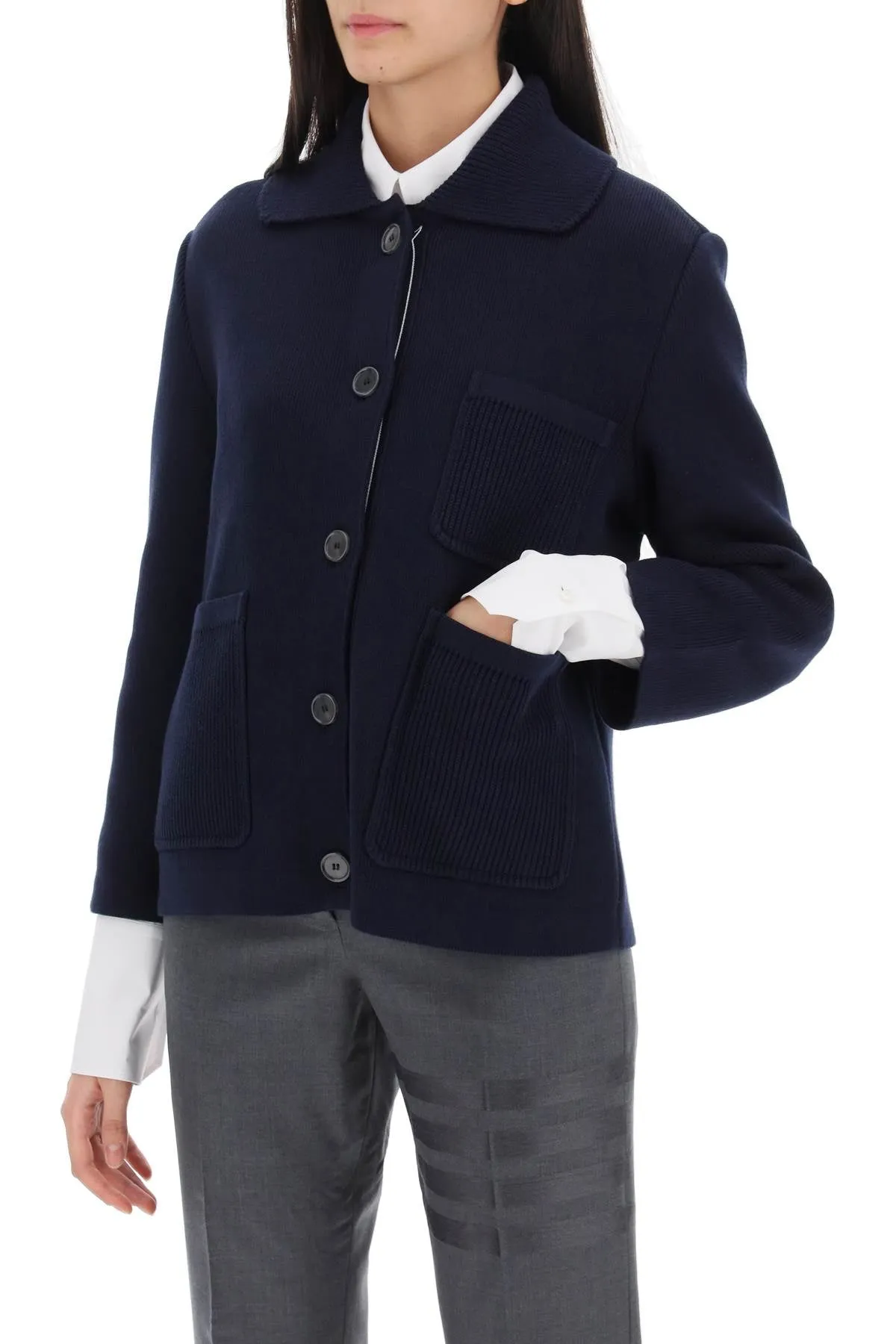 cotton-cashmere knit jacket