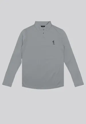 CURVED HEM LS SLATE POLO