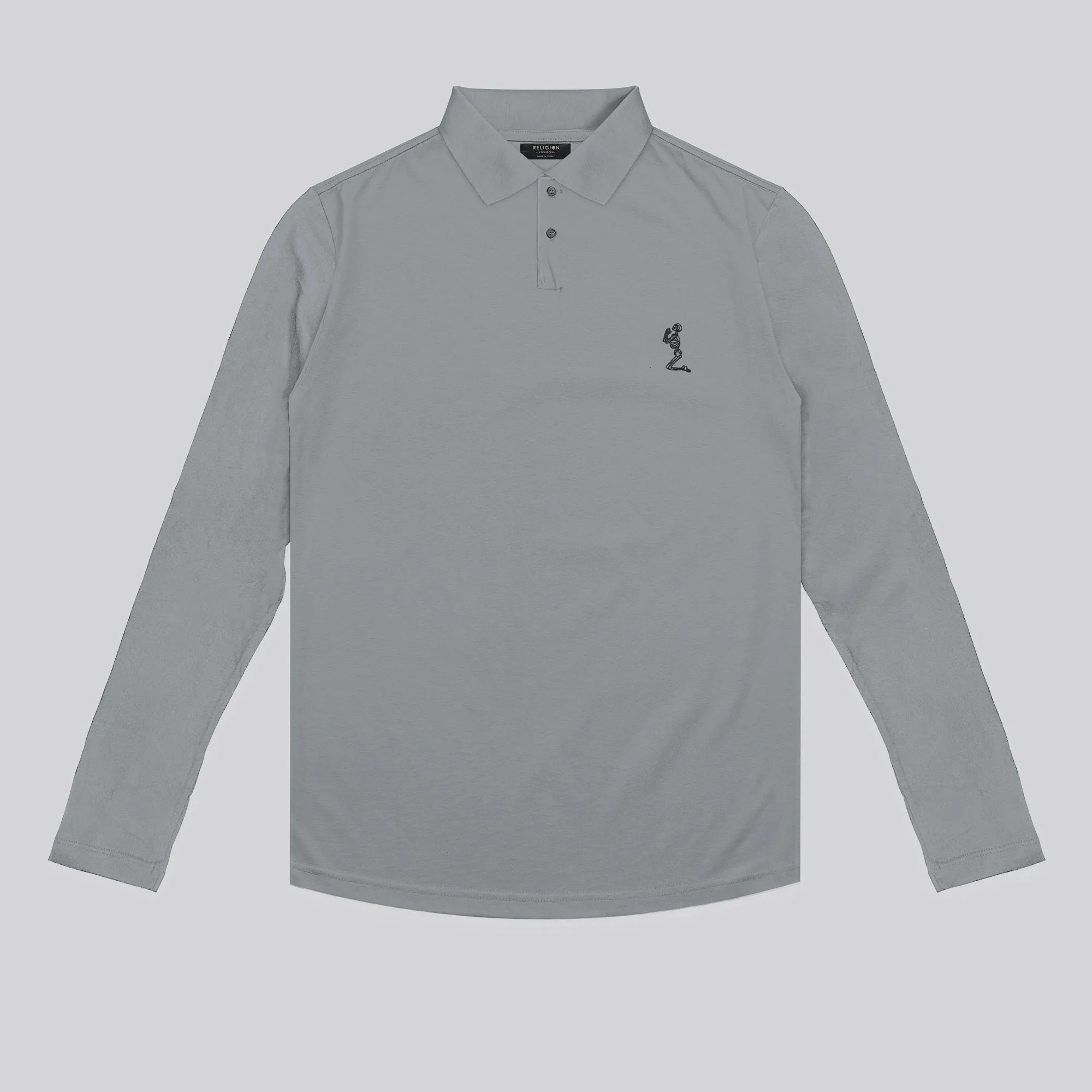 CURVED HEM LS SLATE POLO