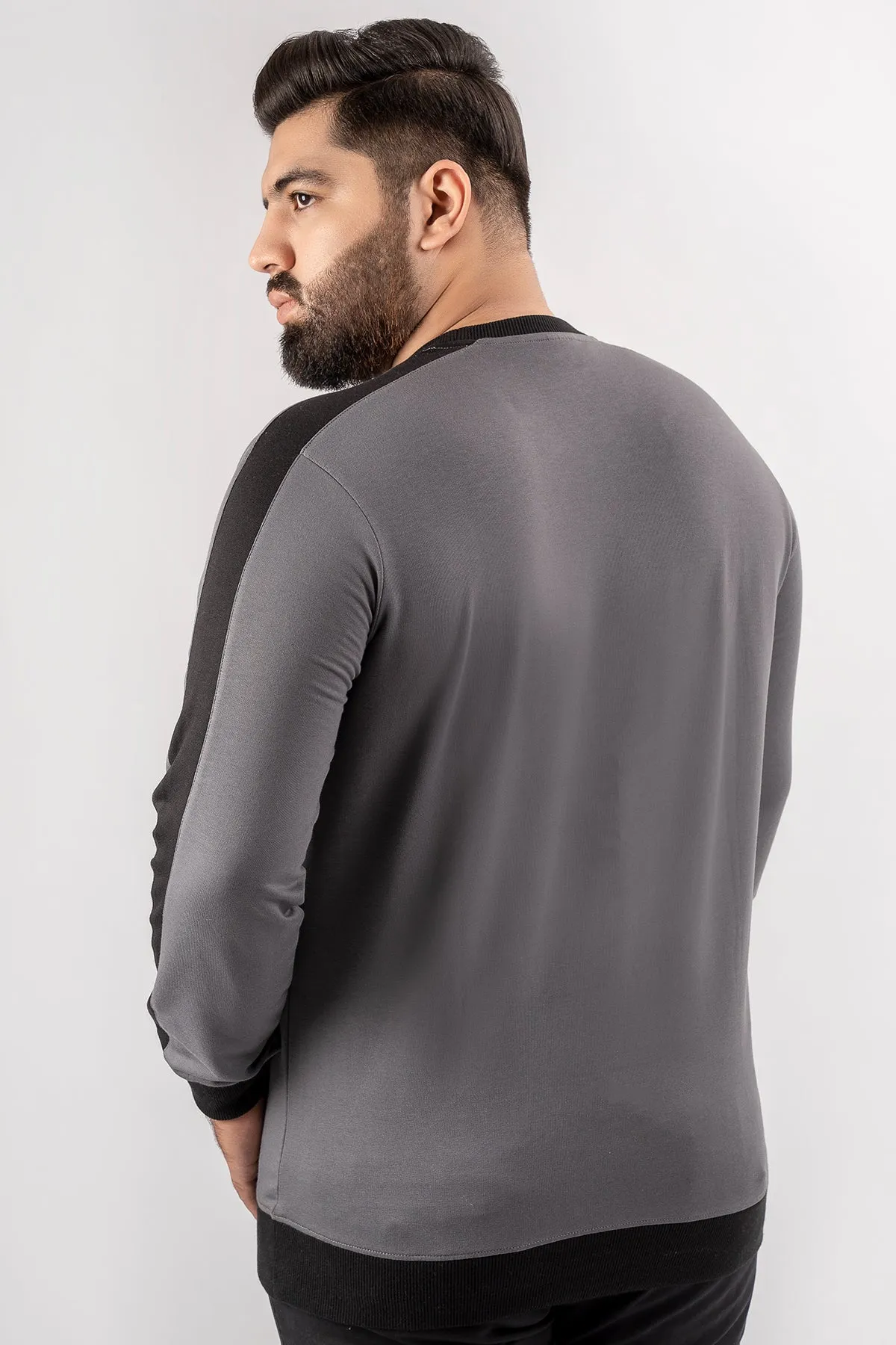 Dark Grey Cut & Sew Sweatshirt (Plus Size) - S24 - MSW095P