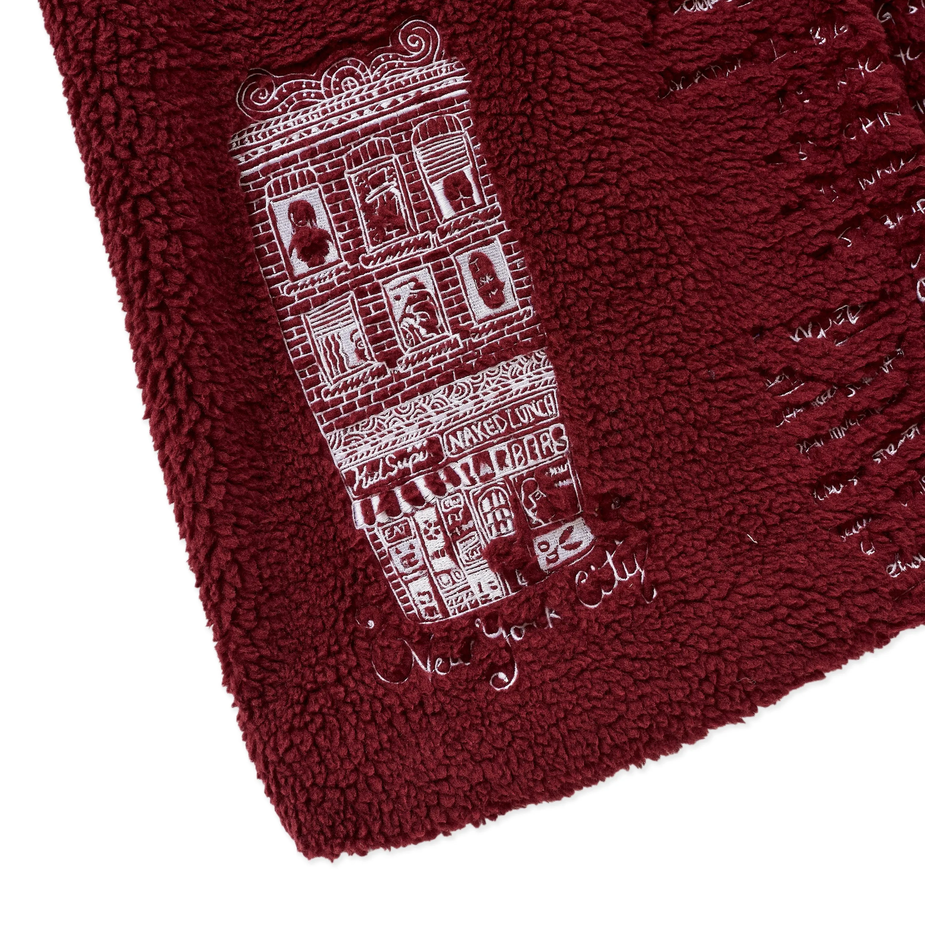 Embroidered Sherpa Fleece Overcoat [Burgundy]