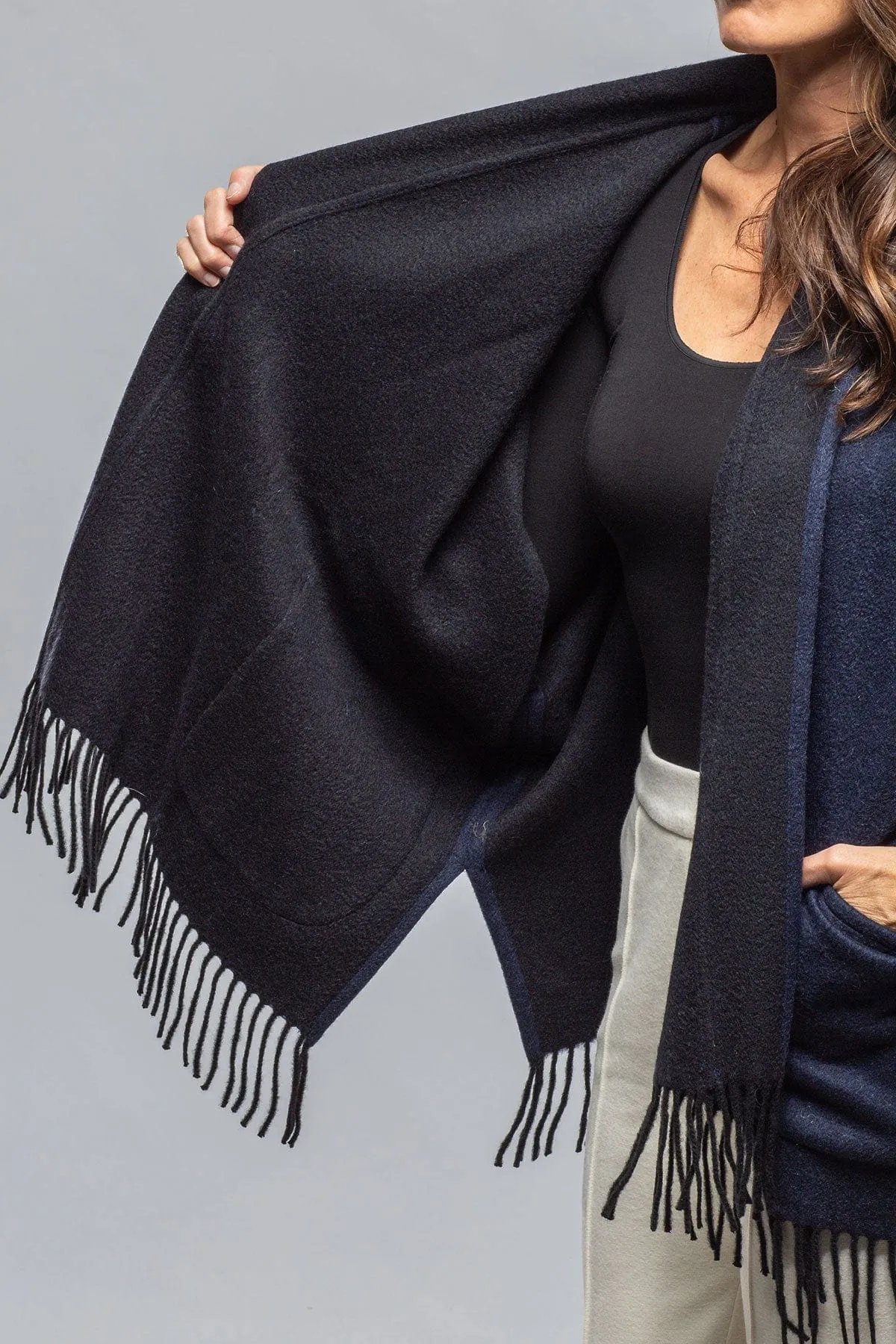 Evelina Cashmere Cape In Black/ Navy