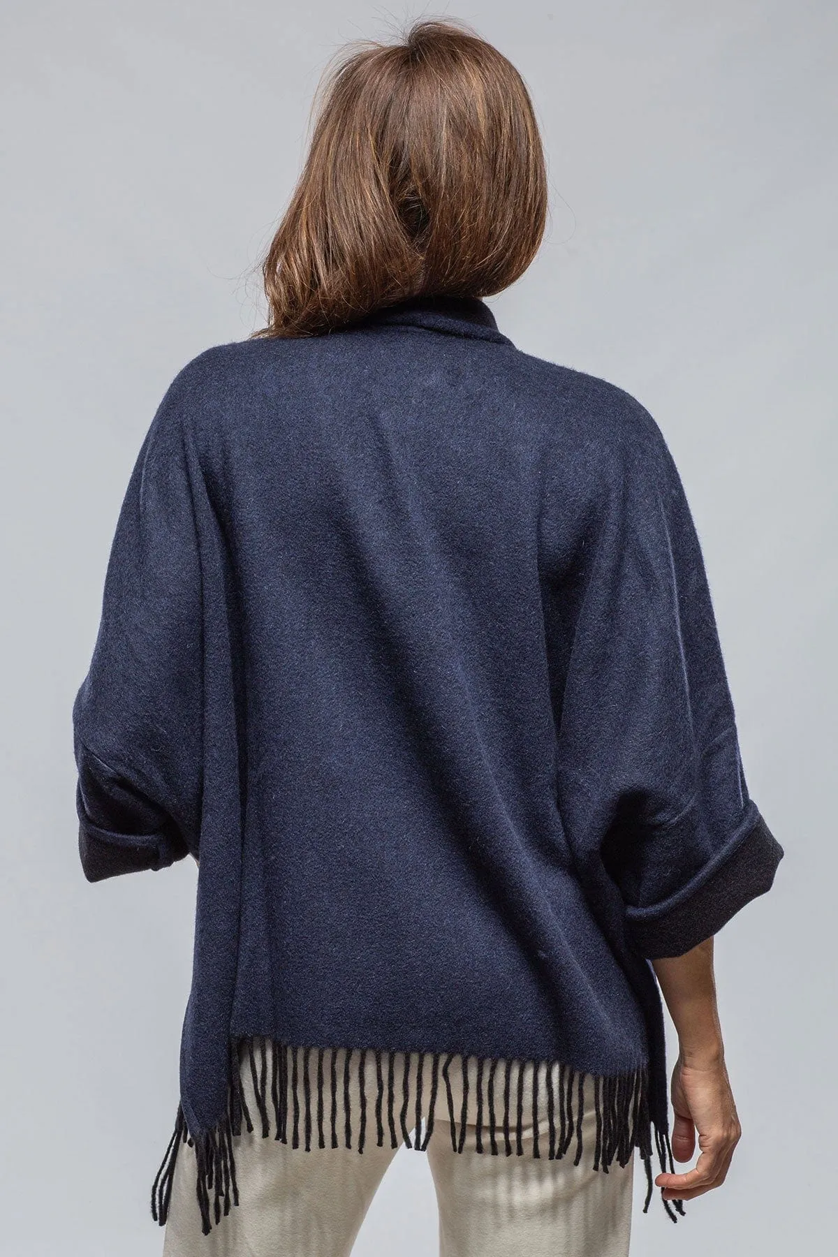 Evelina Cashmere Cape In Black/ Navy