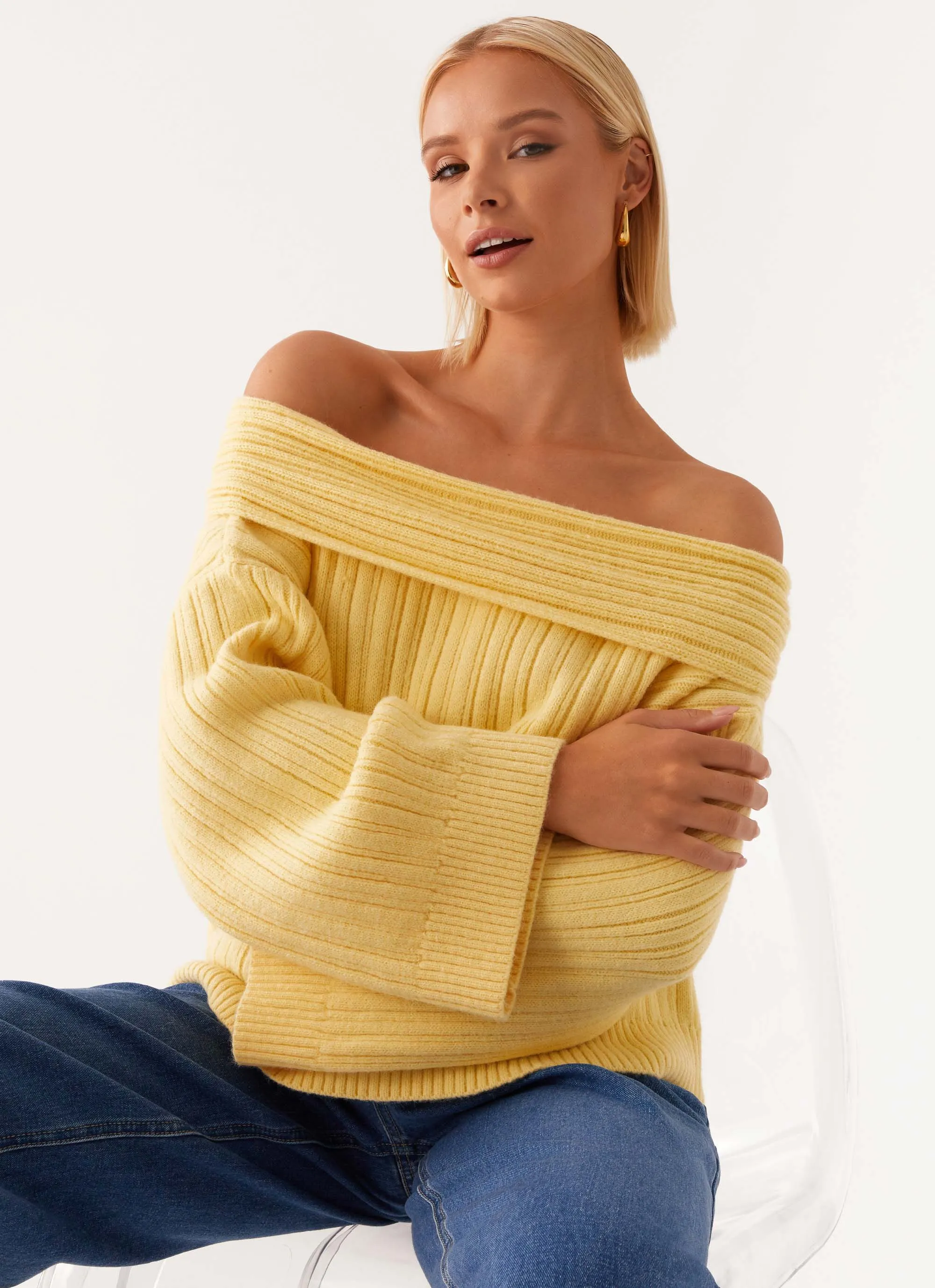 Federica Off Shoulder Knit - Lemon