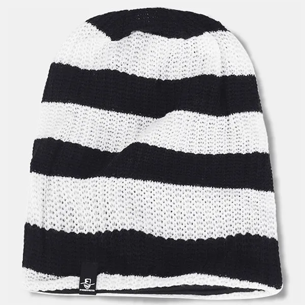 FORBUSITE Women Knit Striped Beanie Baggy Hats B09