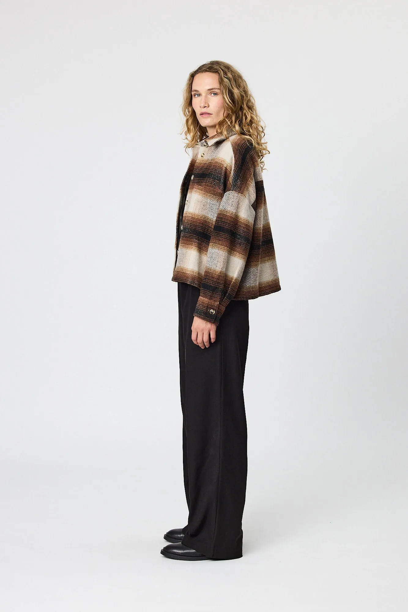 FRANKIE CROP JACKET - CHOCOLATE CHECK