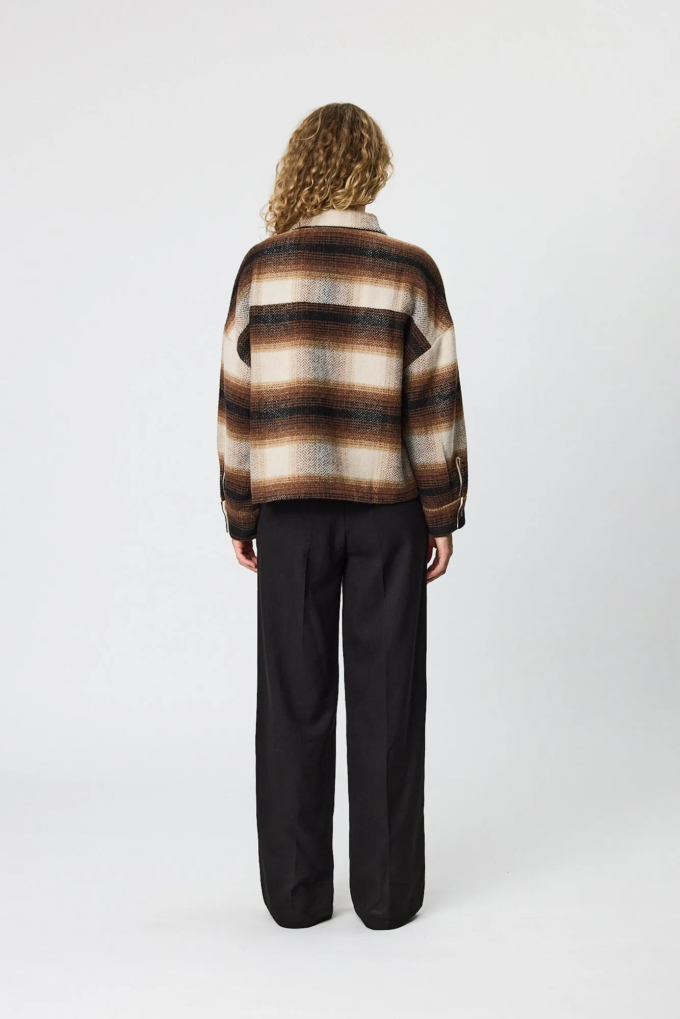 FRANKIE CROP JACKET - CHOCOLATE CHECK