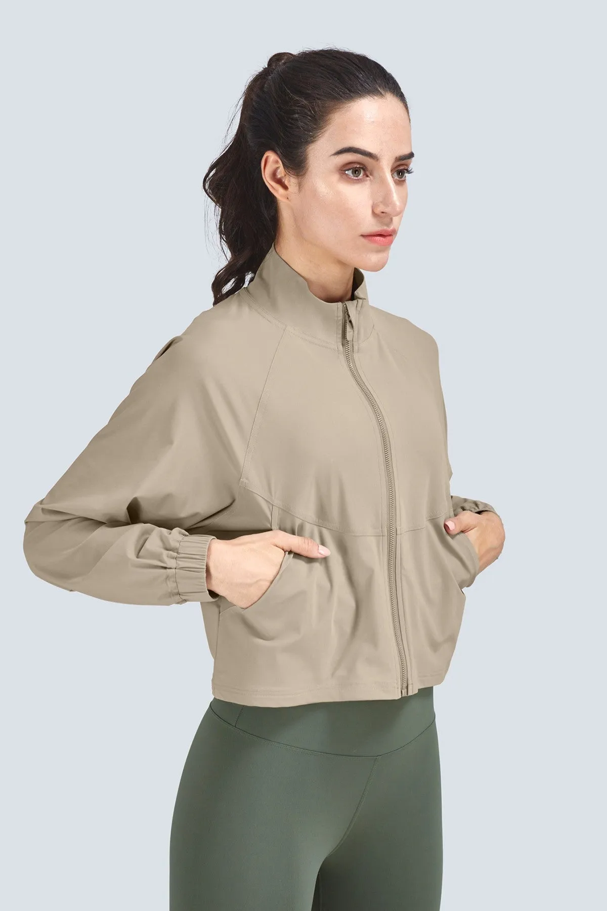 Full-Zip Cropped Track Jacket