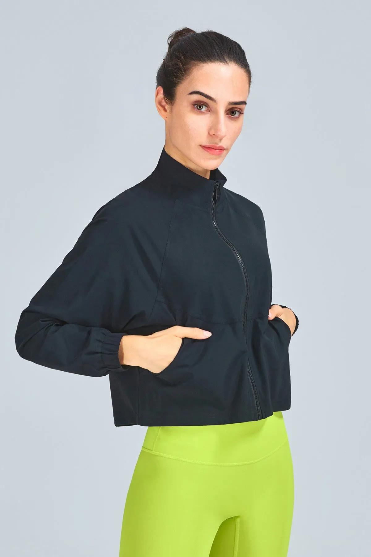 Full-Zip Cropped Track Jacket