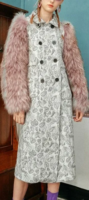 Fur-Sleeved Double Breasted Coat