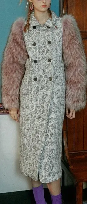 Fur-Sleeved Double Breasted Coat