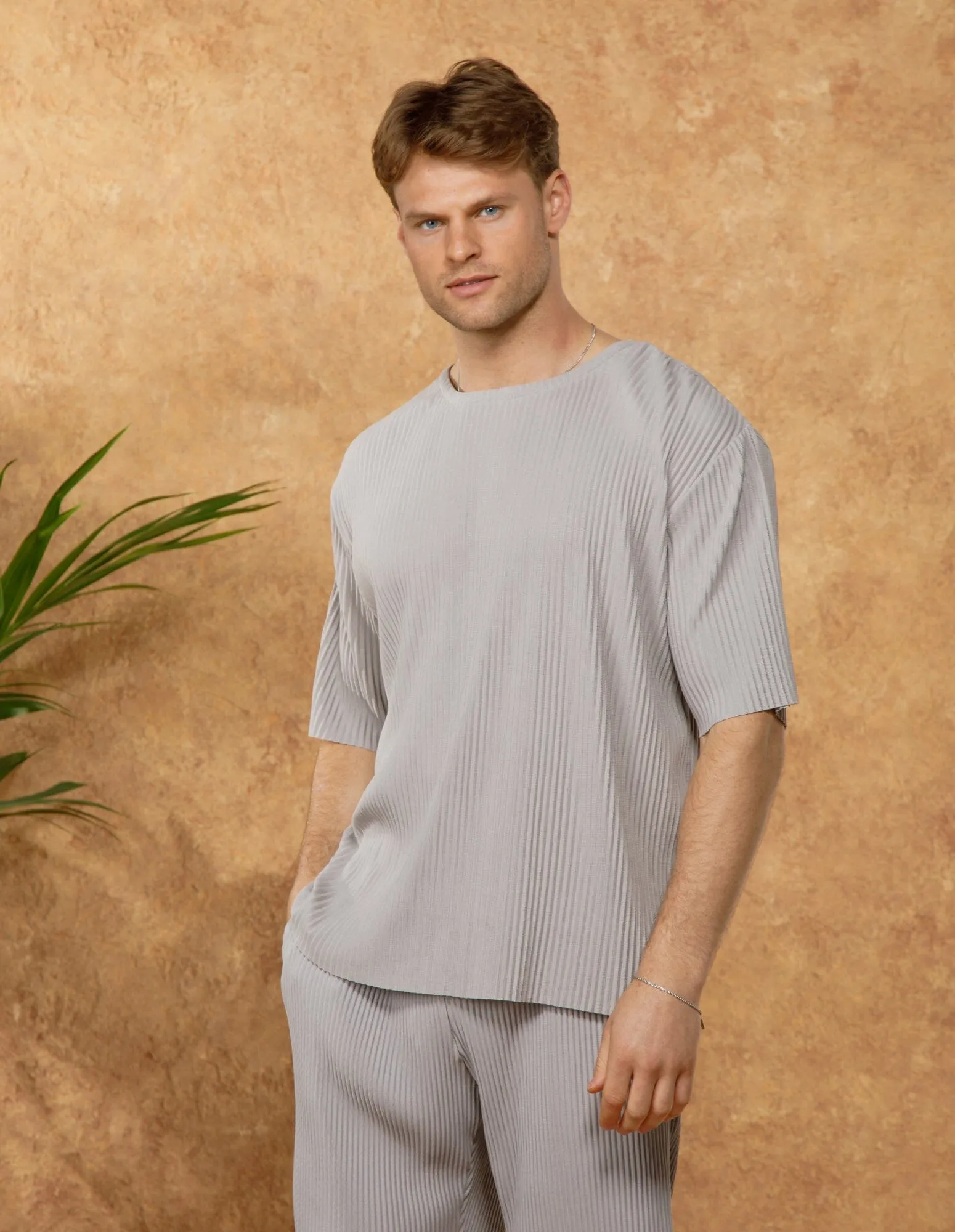 Grey Relaxed Pleated T-Shirt