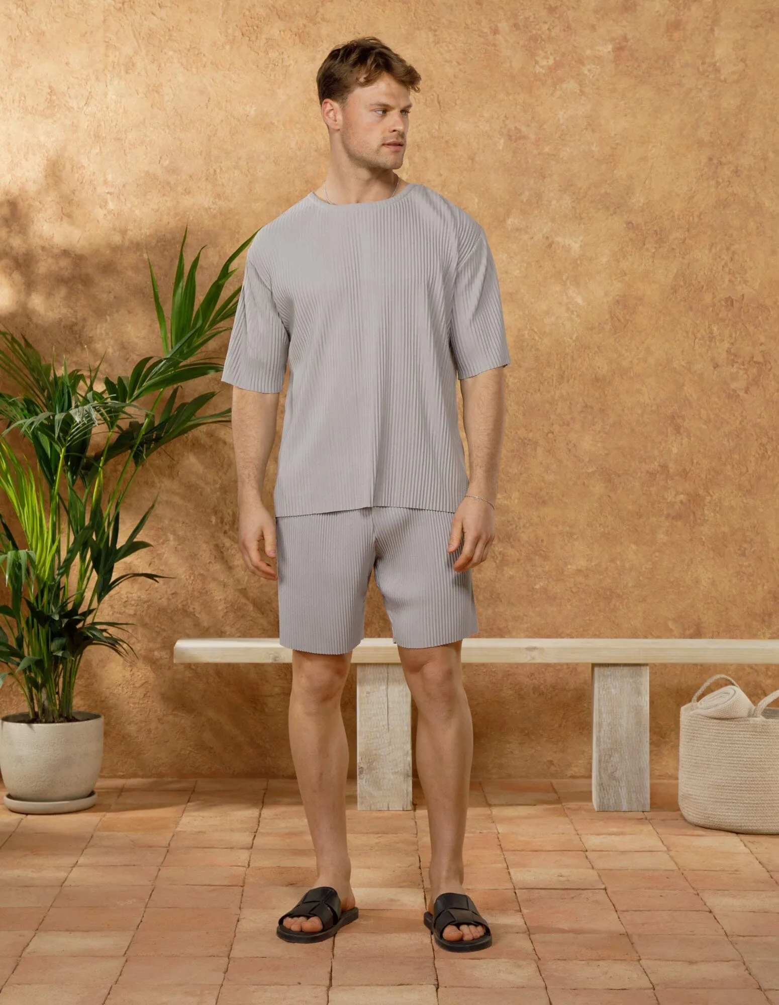 Grey Relaxed Pleated T-Shirt