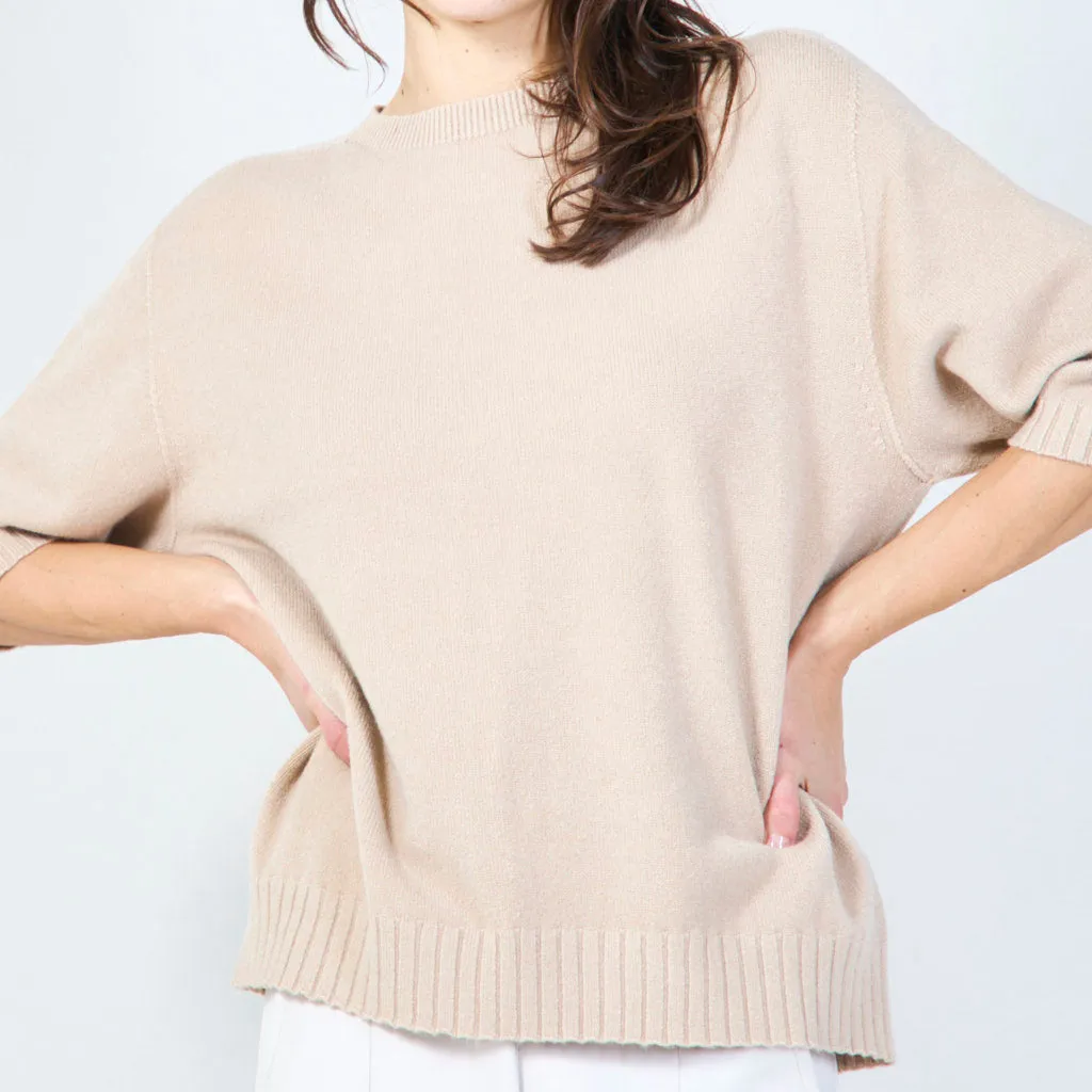 Half-sleeve ribbed sweater wholesale