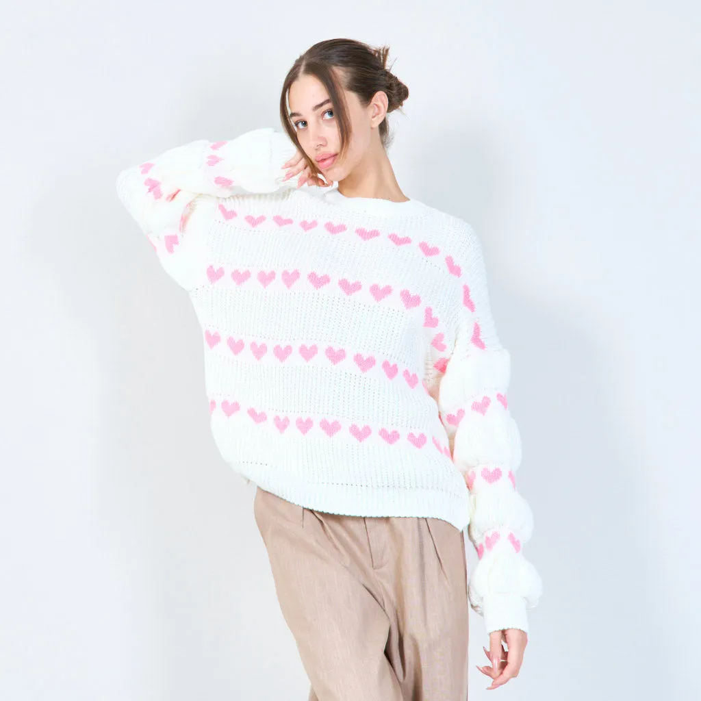 Heart pattern knit sweater wholesale