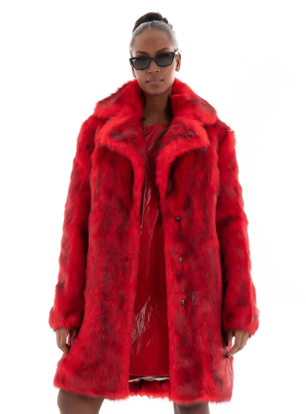 Jakke Heather Fox Fur Coat in Red