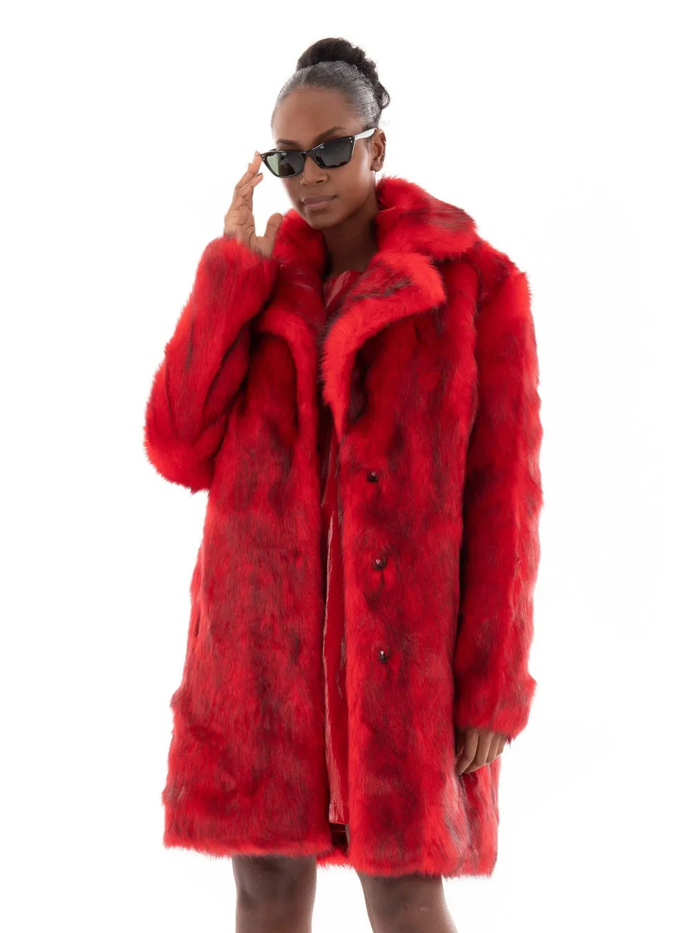 Jakke Heather Fox Fur Coat in Red