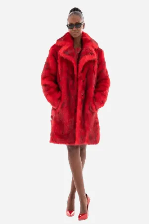 Jakke Heather Fox Fur Coat in Red