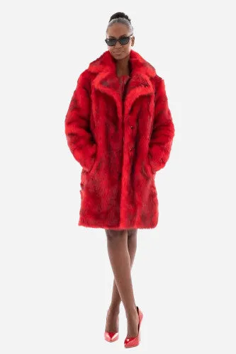 Jakke Heather Fox Fur Coat in Red