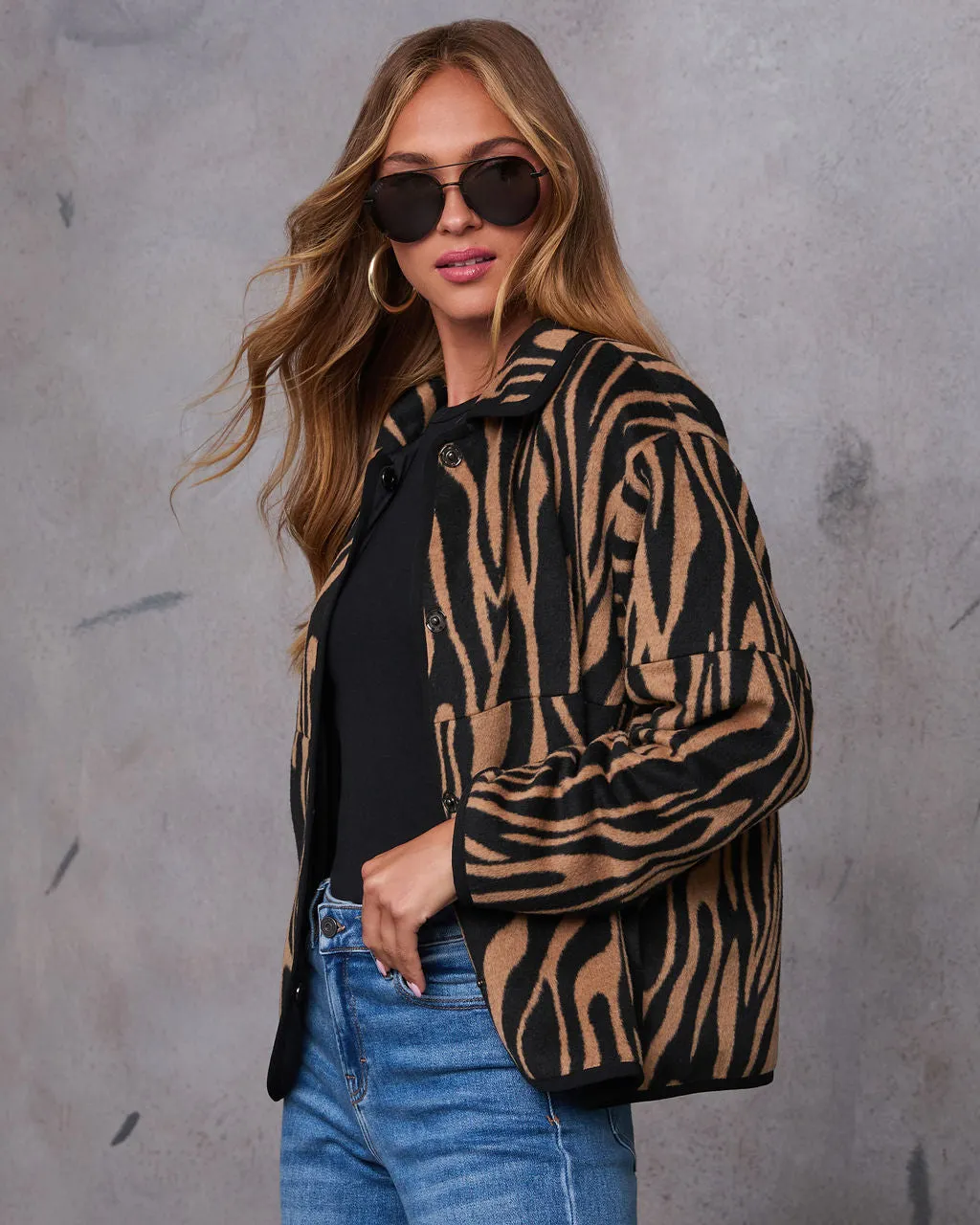 Justeena Wool Blend Animal Print Jacket