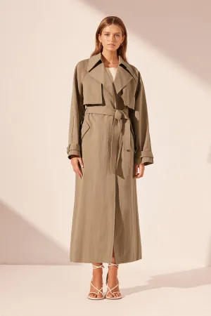 KAI RELAXED TRENCH COAT - GREY KHAKI