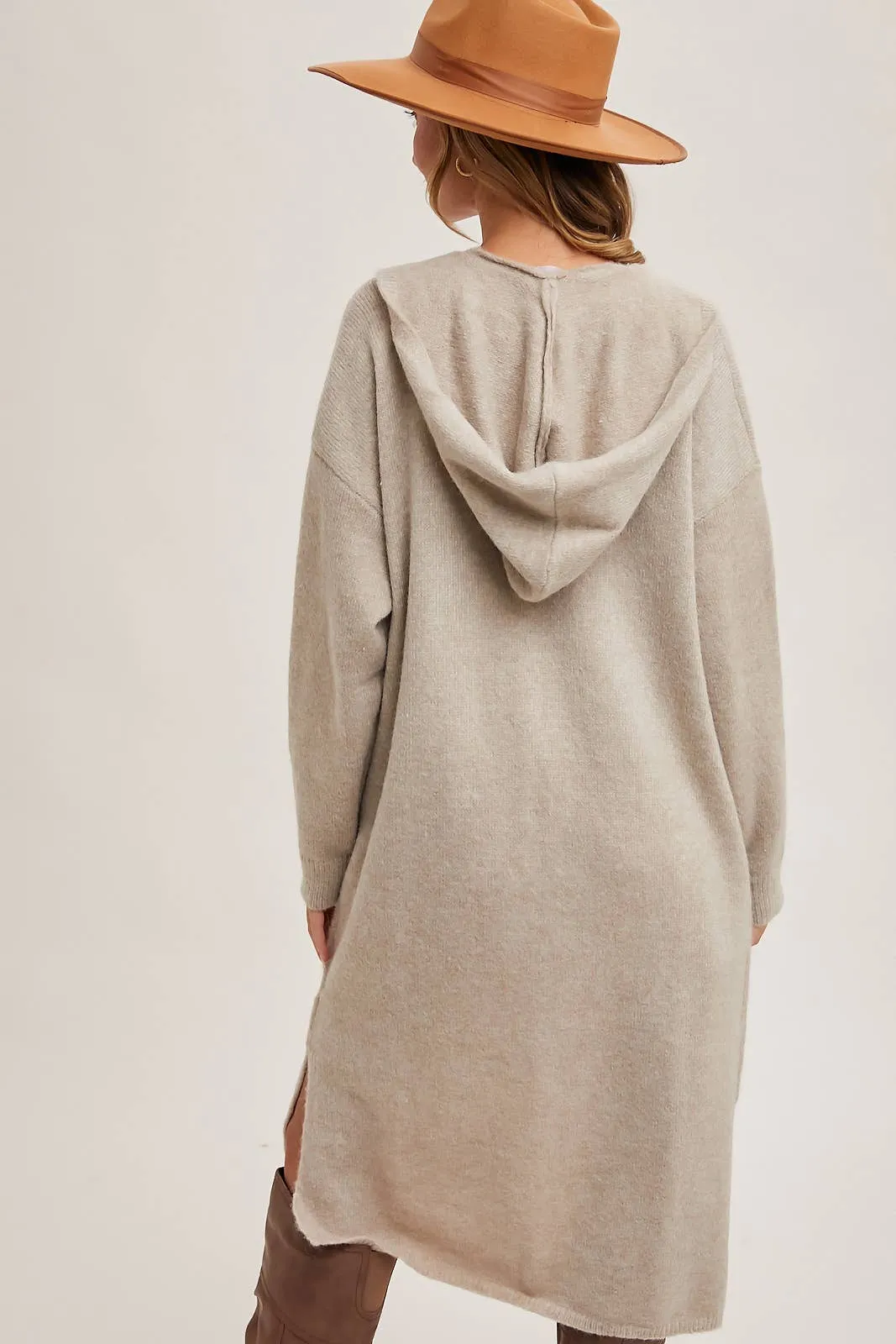 Longline Hoodie Open Front Cardigan