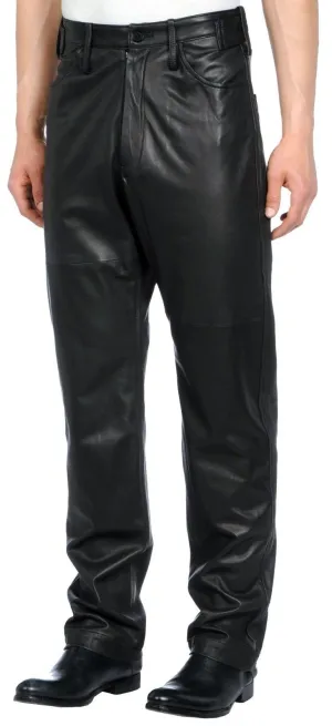 Men's Classic Black Leather Pants with Timeless Appeal MP27