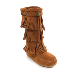 Minnetonka Kid's 3 Layer Fringe Boot - Brown