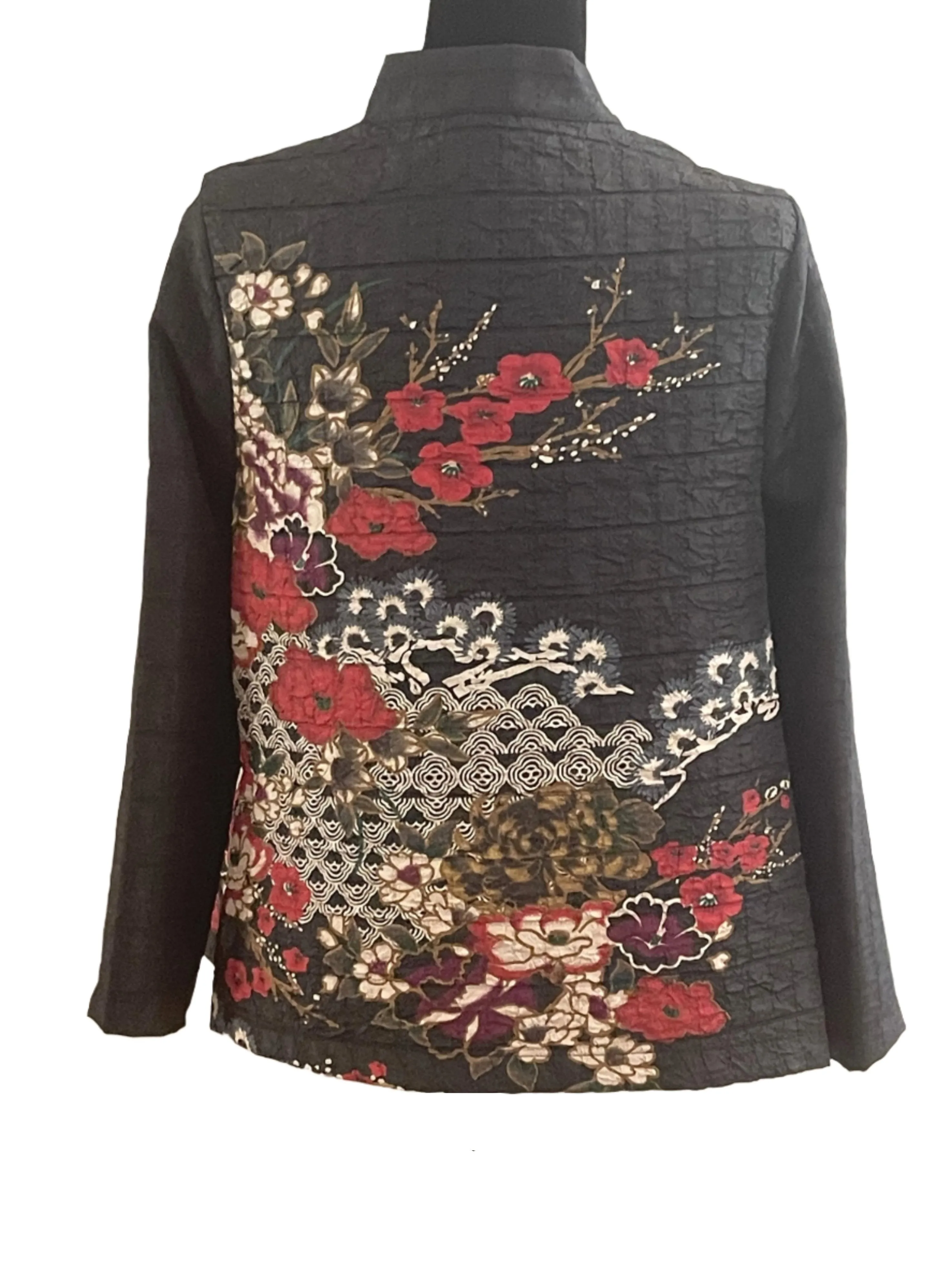 Moonlight Floral Textured Short Jacket in Multi/Black - 3814