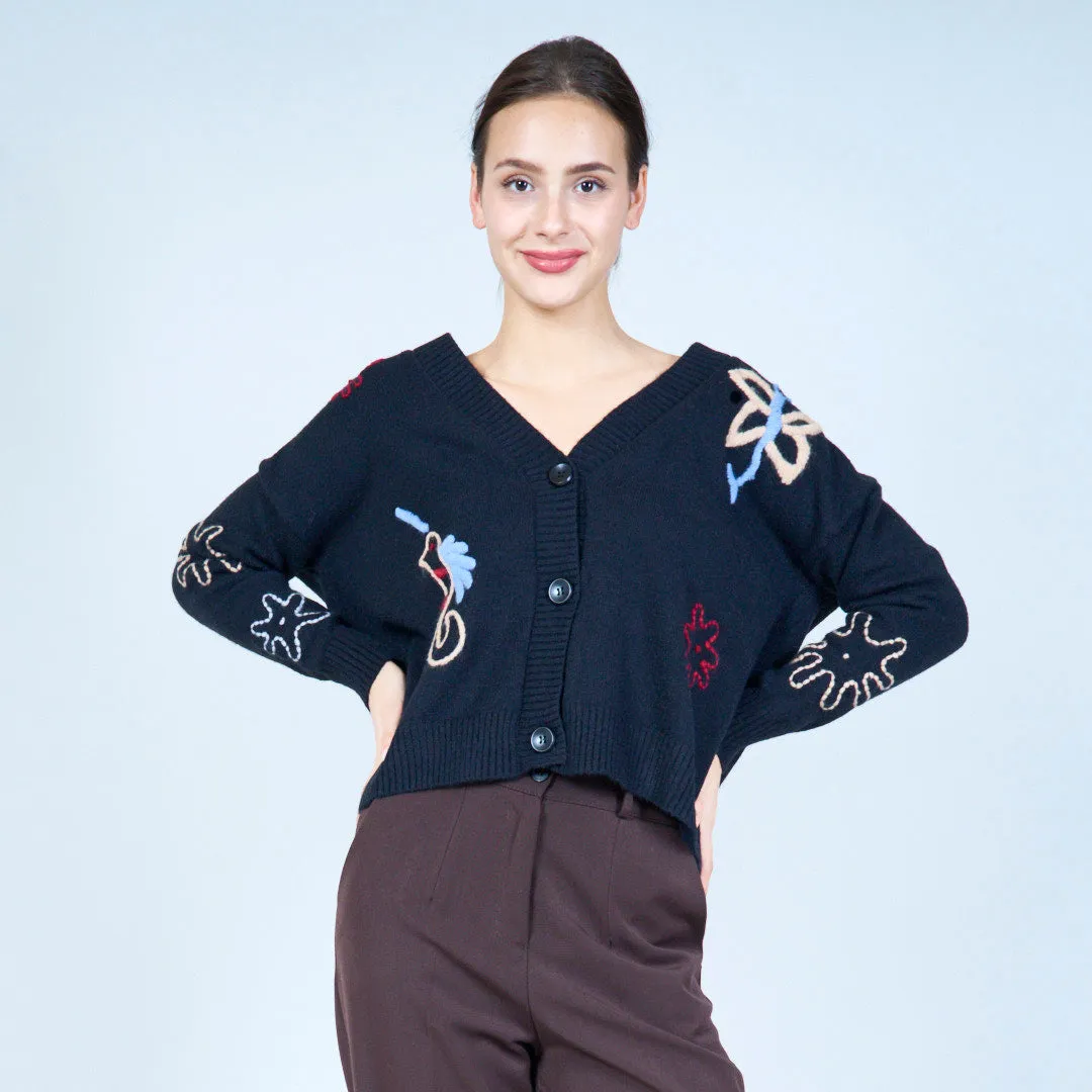 Nature-inspired embroidered cardigan wholesale