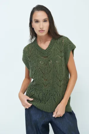 Open-knit sleeveless pullover vest wholesale