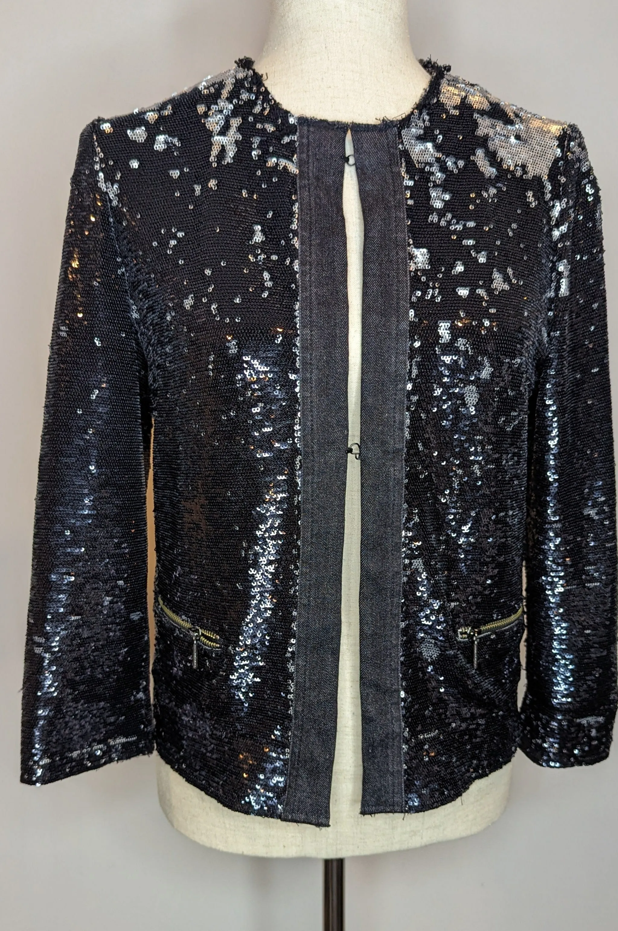 PINKO Sequin & Black Denim Blazer