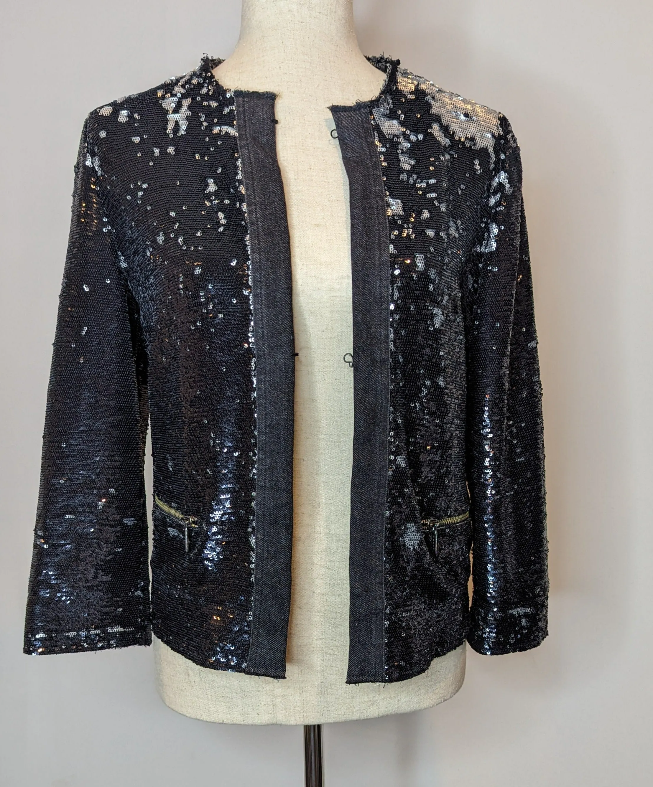 PINKO Sequin & Black Denim Blazer