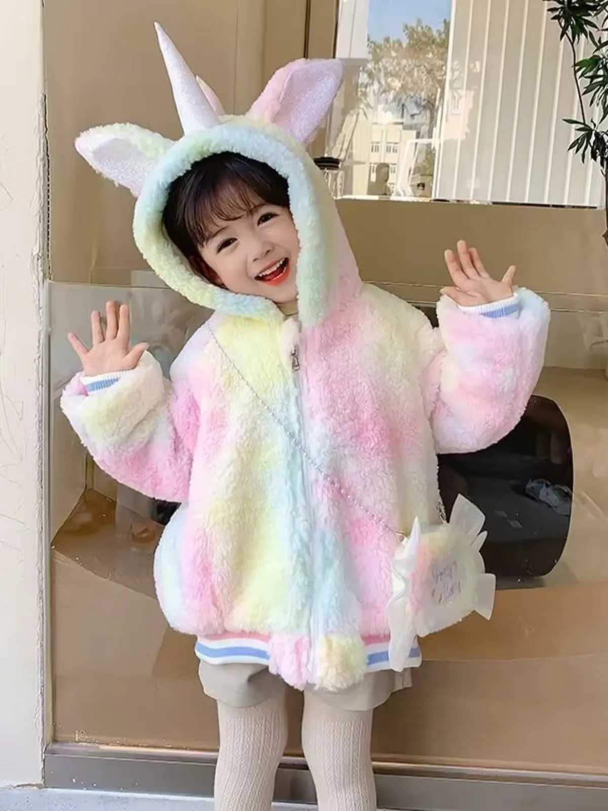 Rainbow Runway Pastel Plush Unicorn Jacket