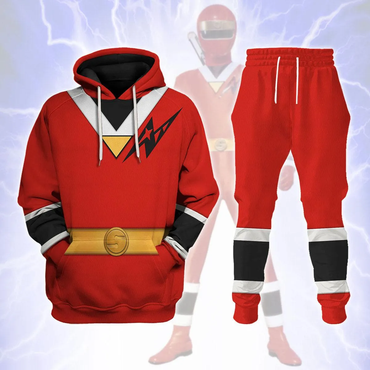 Red Aurico Ranger Hoodies Sweatshirt T-shirt Hawaiian Sweatpants