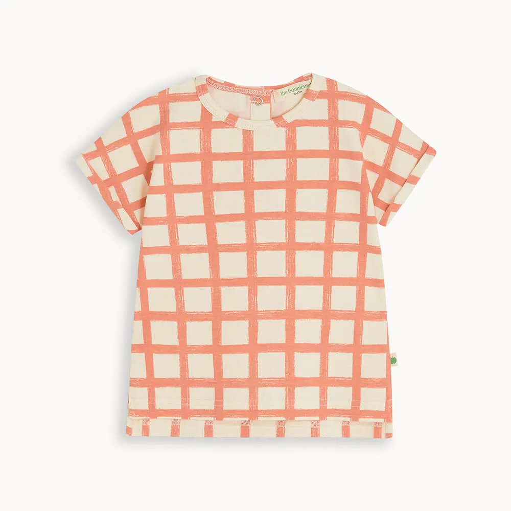 Santorini - Terracotta Checker Jersey Baby & Kids T-Shirt